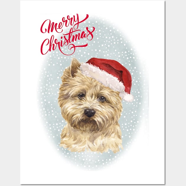 Cairn Terrier Merry Christmas Santa Dog Wall Art by Puppy Eyes